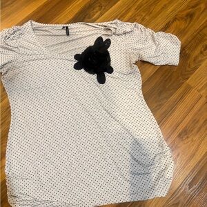 Maurices Ivory Blouse with Black Floral Accent